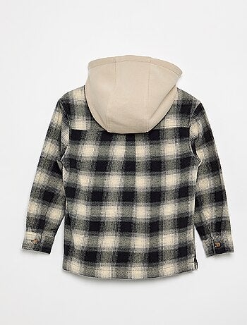 Chemise à carreau en flanelle à capuche