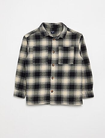 Chemise à carreau en flanelle à capuche