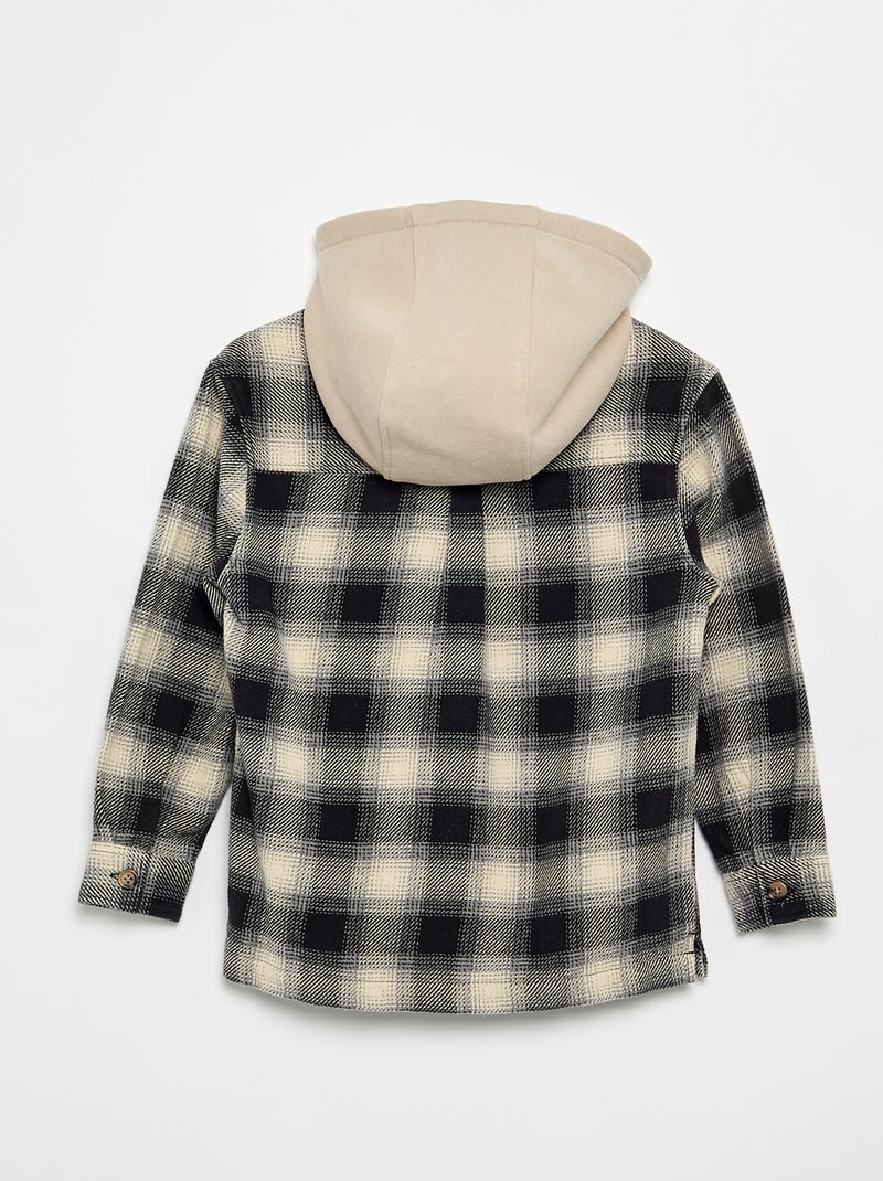 Chemise à carreau en flanelle à capuche Blanc - Kiabi