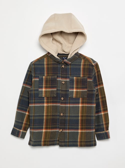 Chemise à carreau en flanelle à capuche - Kiabi