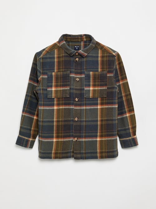 Chemise à carreau en flanelle à capuche - Kiabi