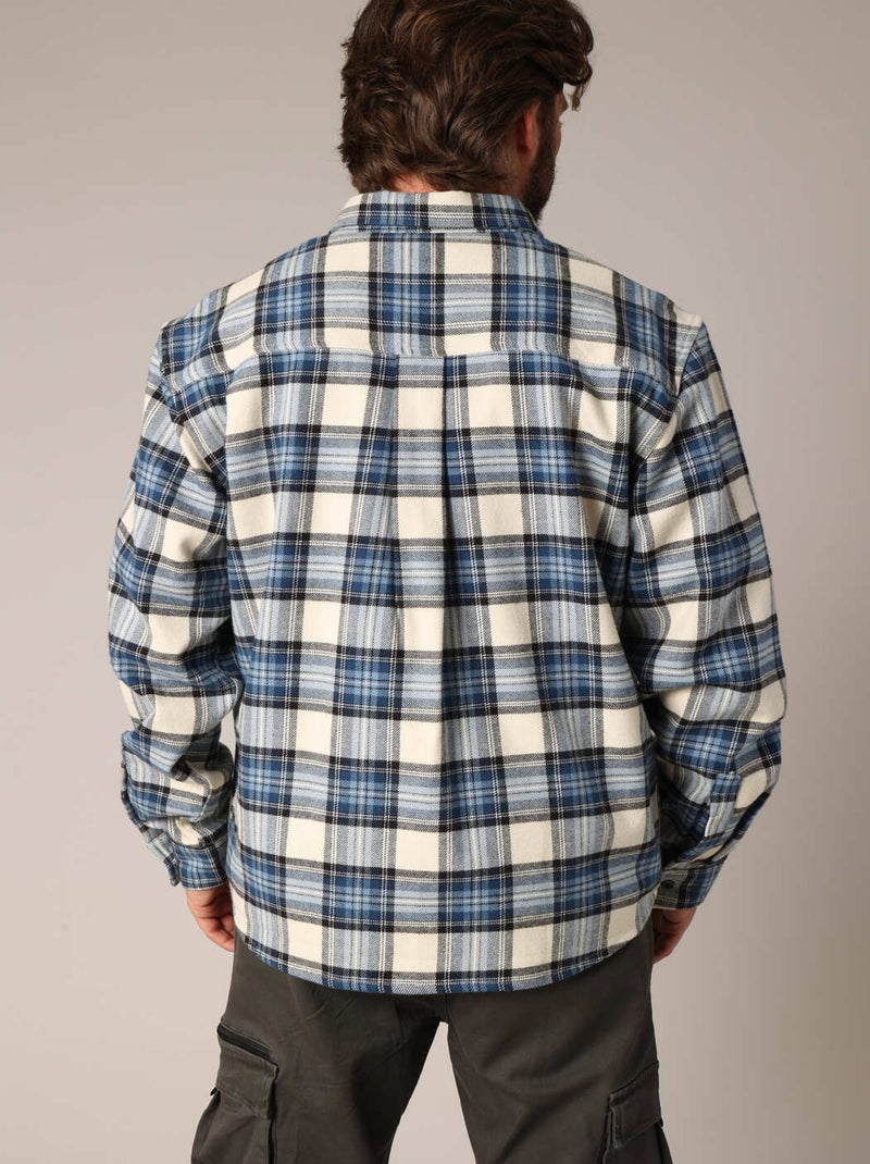 Chemise à carreaux 100% coton avec poche poitrine boutonnée. 'Deeluxe' Bleu - Kiabi