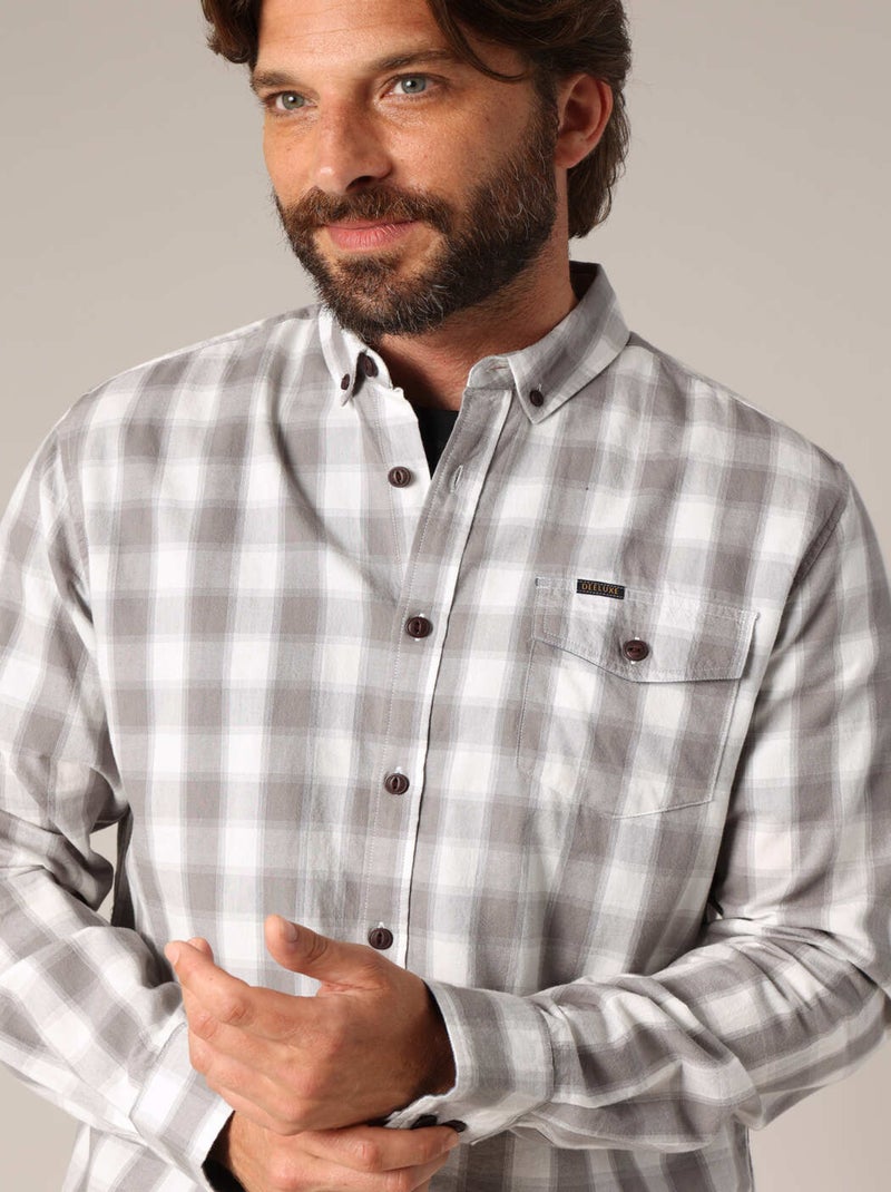 Chemise à carreaux 100 % coton 'Deeluxe' Gris - Kiabi