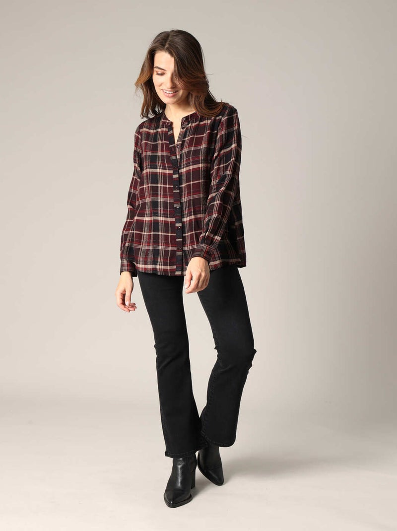 Chemise à carreaux à manches longues
 'Deeluxe' Bordeaux - Kiabi