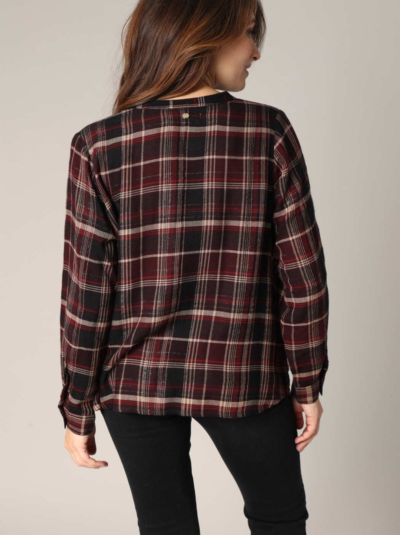 Chemise à carreaux à manches longues
 'Deeluxe' Bordeaux - Kiabi