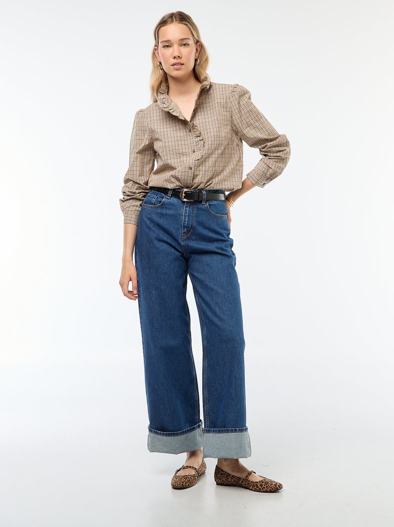 Chemise à carreaux avec détails ondulés Carreaux - Kiabi