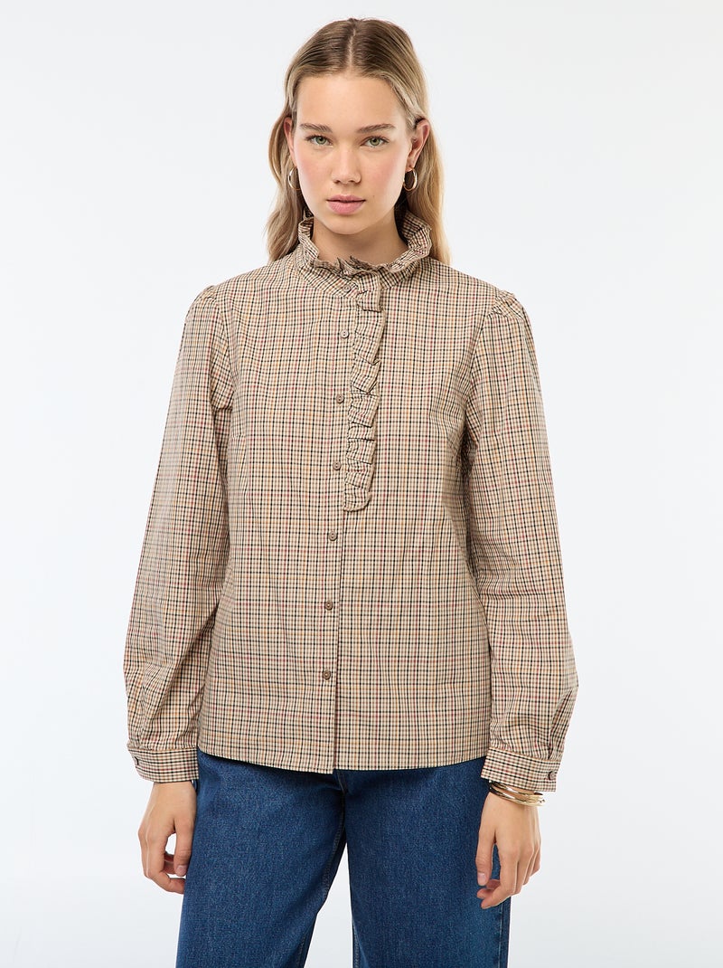 Chemise à carreaux avec détails ondulés Carreaux - Kiabi