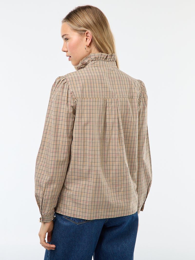 Chemise à carreaux avec détails ondulés Carreaux - Kiabi