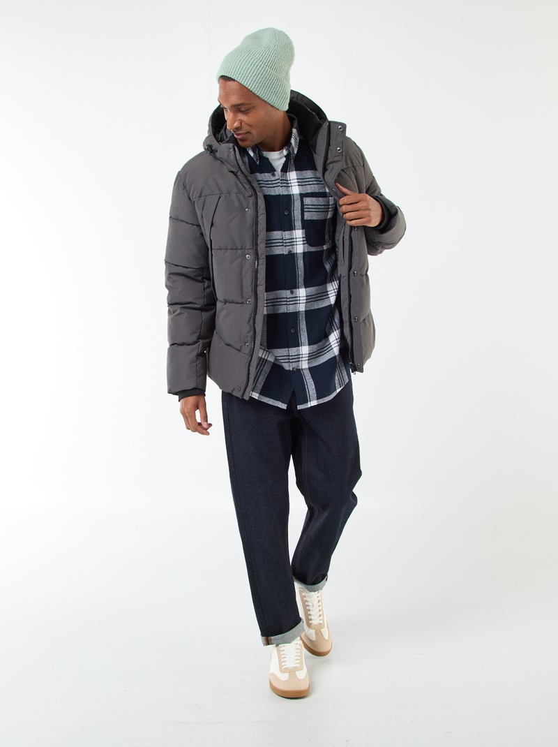 Chemise à carreaux avec ouverture boutonnée Bleu - Kiabi