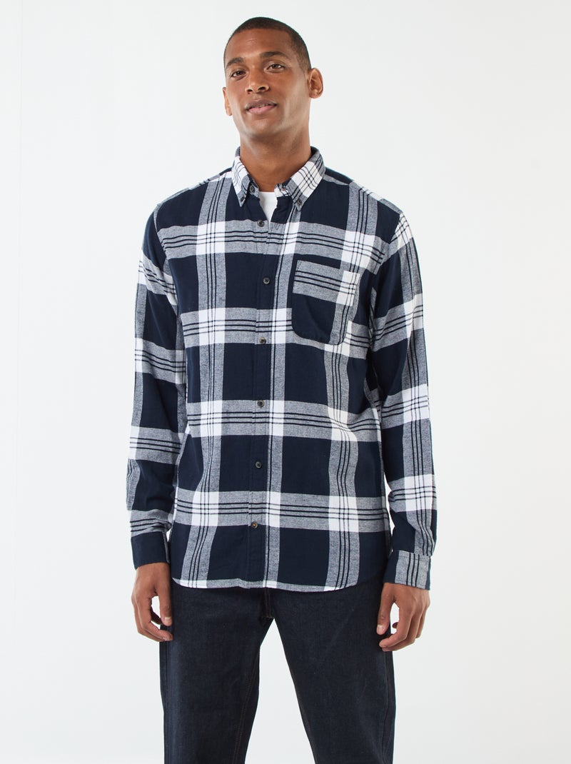 Chemise à carreaux avec ouverture boutonnée Bleu - Kiabi