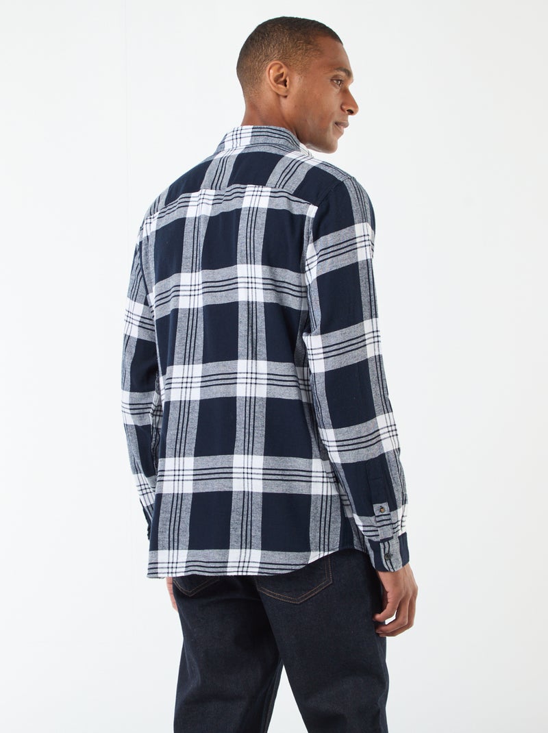 Chemise à carreaux avec ouverture boutonnée Bleu - Kiabi