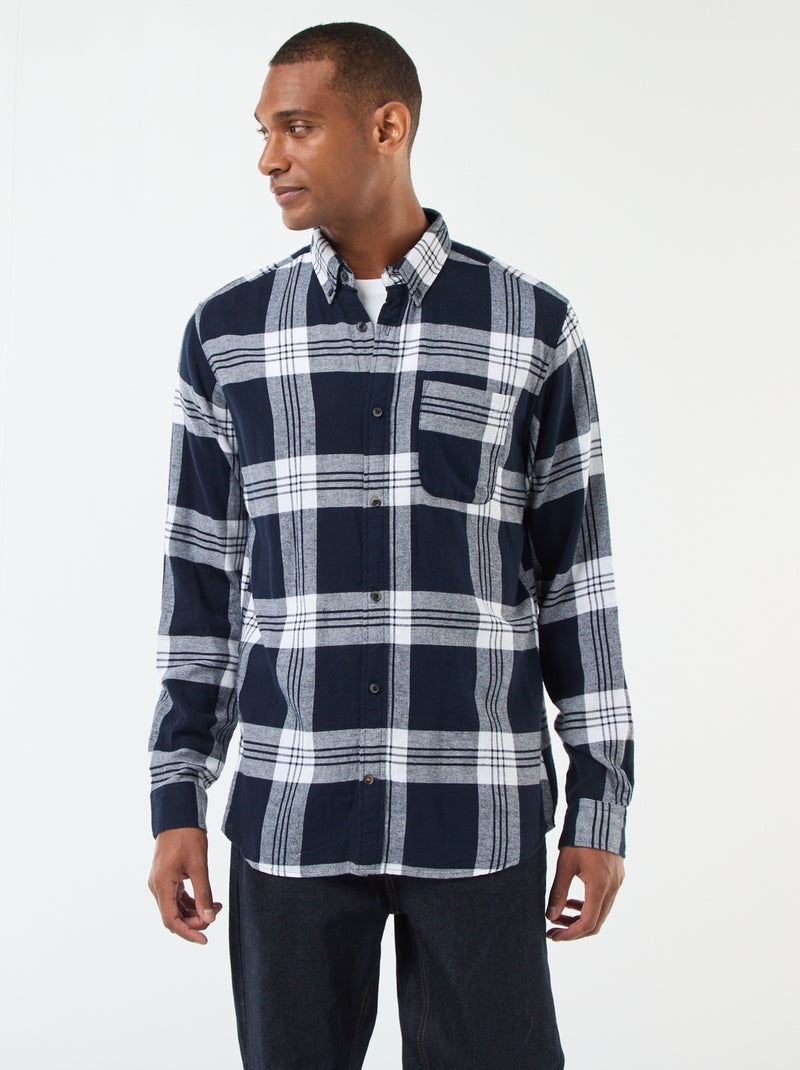 Chemise à carreaux avec ouverture boutonnée Bleu - Kiabi