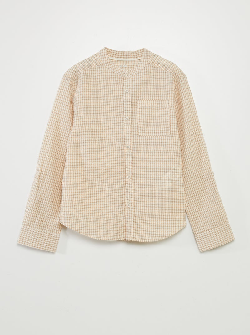 Chemise à carreaux Beige - Kiabi
