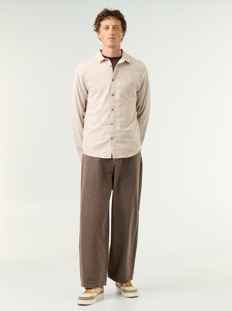 Chemise à carreaux Beige - Kiabi