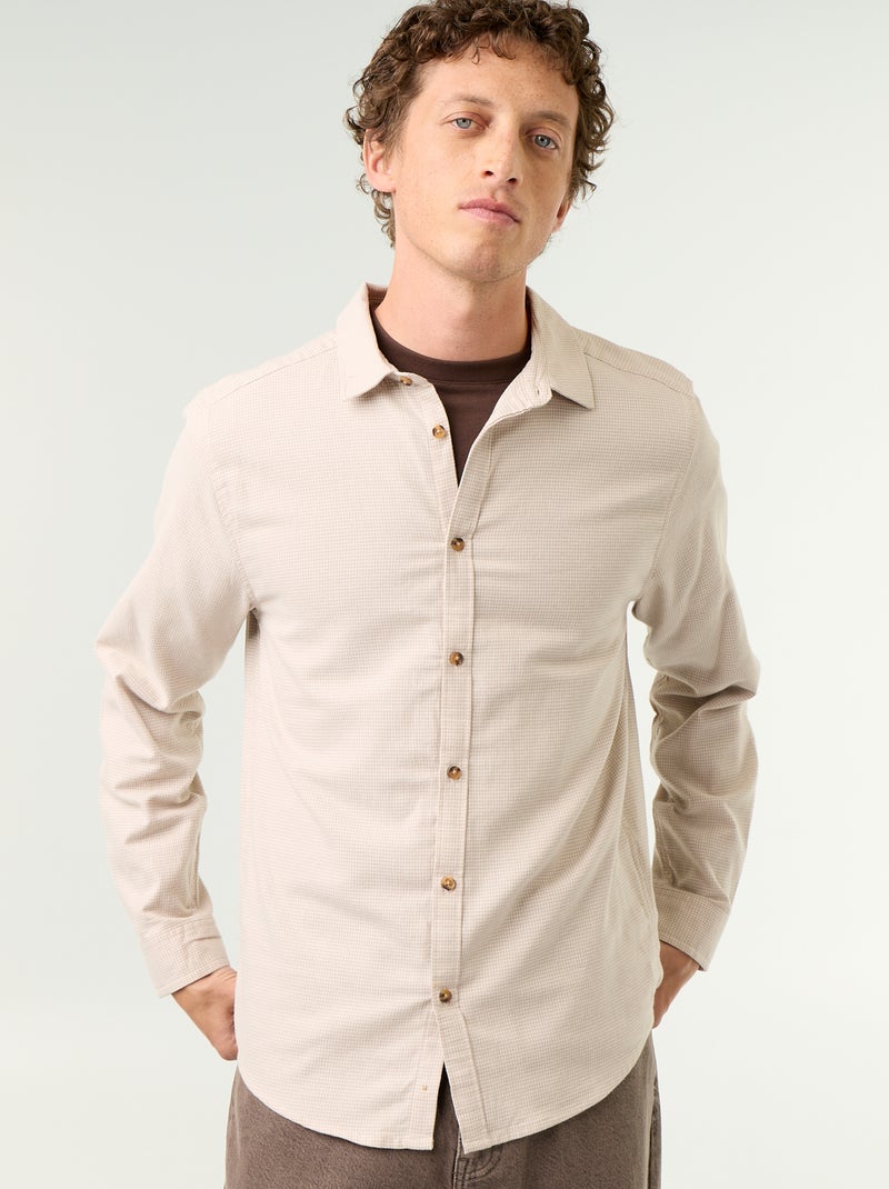 Chemise à carreaux Beige - Kiabi
