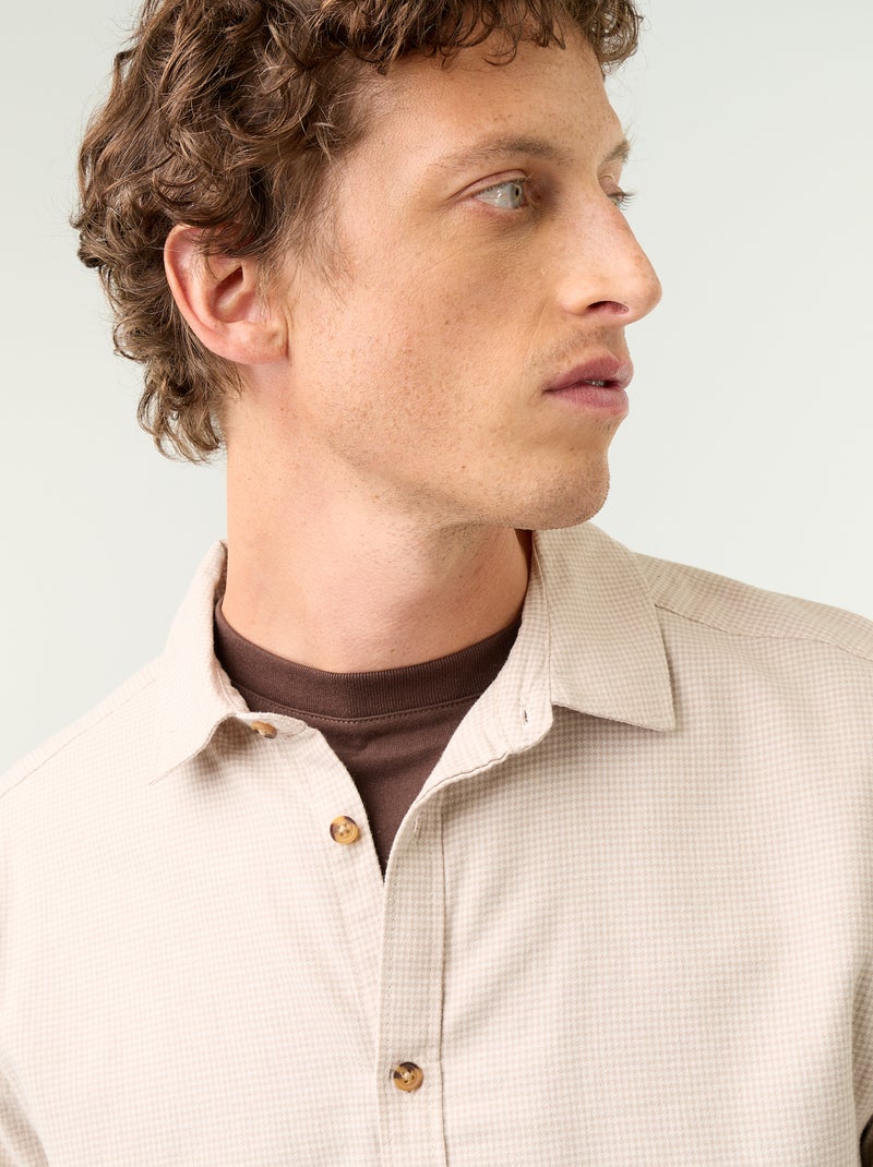 Chemise à carreaux Beige - Kiabi