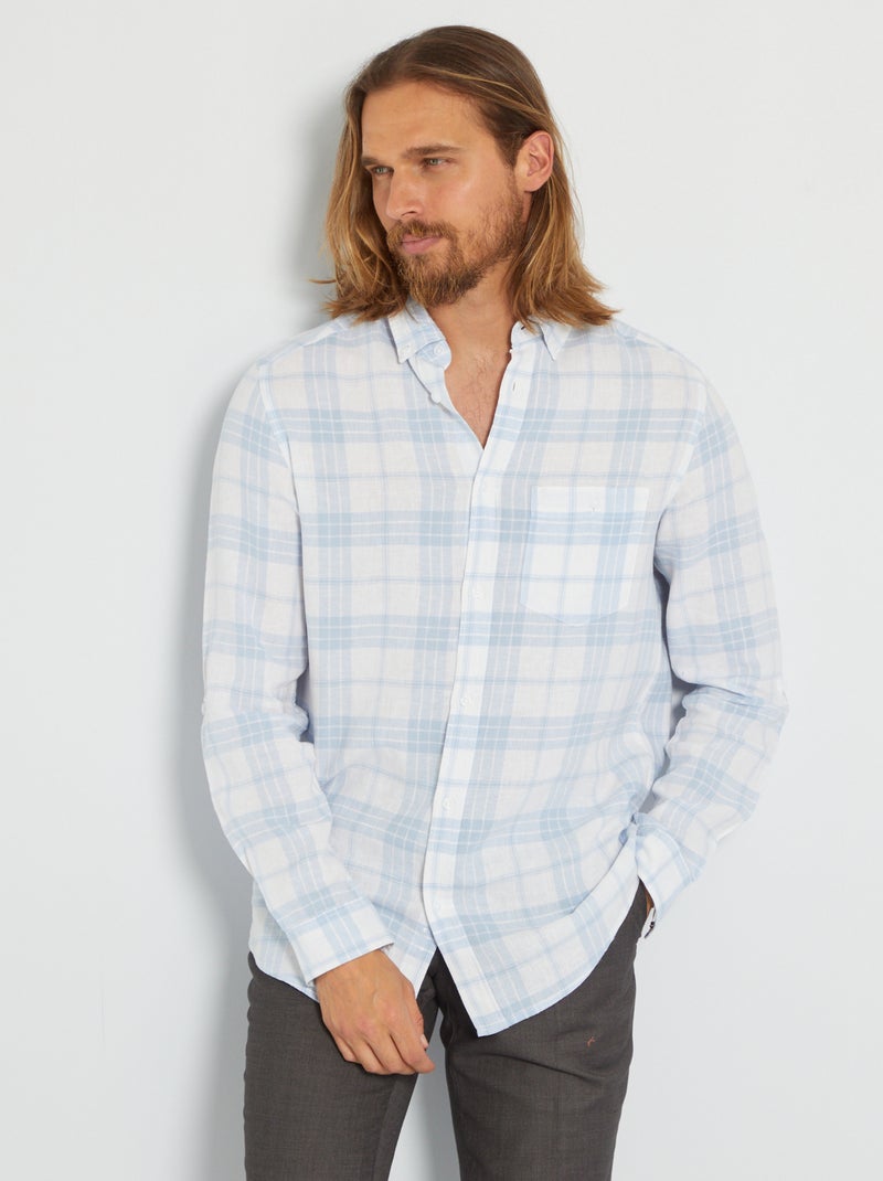 Chemise à carreaux Blanc/bleu - Kiabi