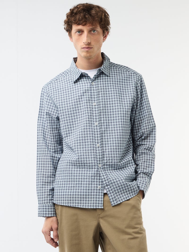 Chemise à carreaux Bleu - Kiabi