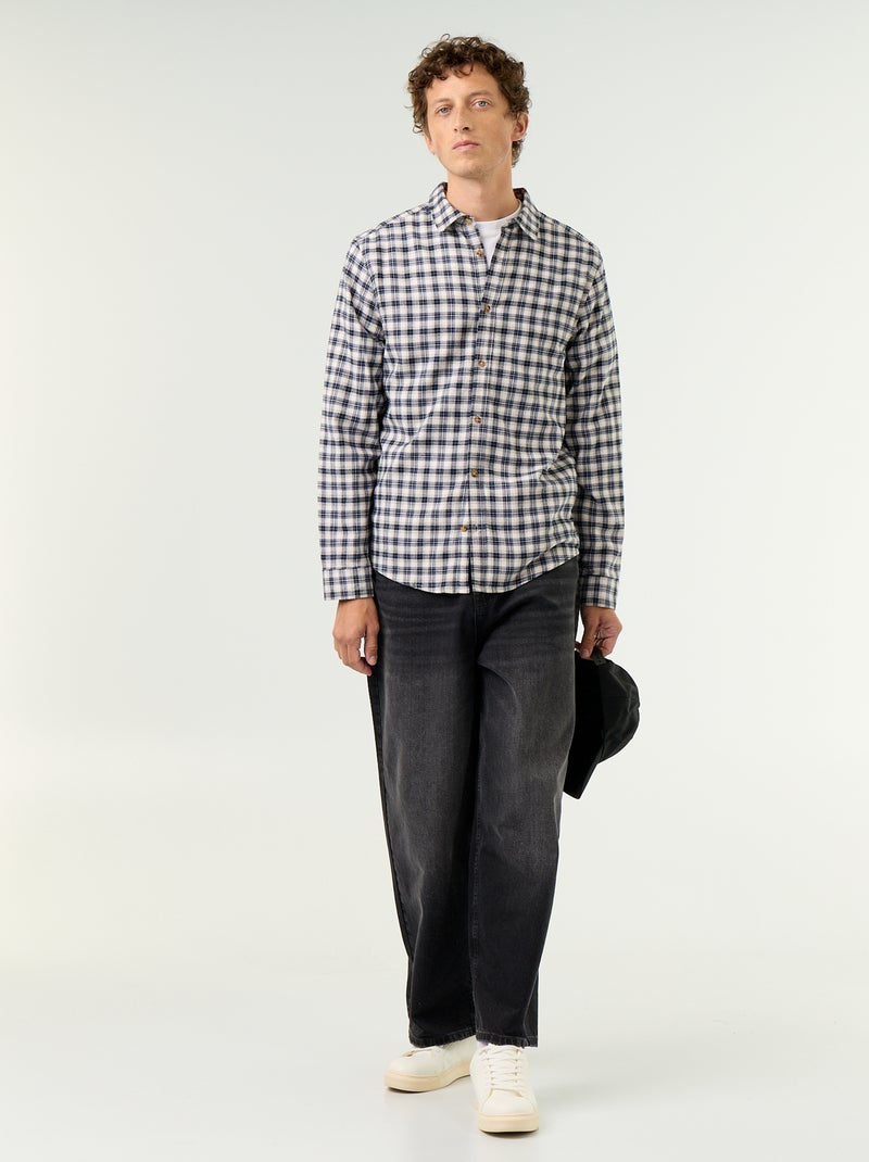 Chemise à carreaux Bleu - Kiabi