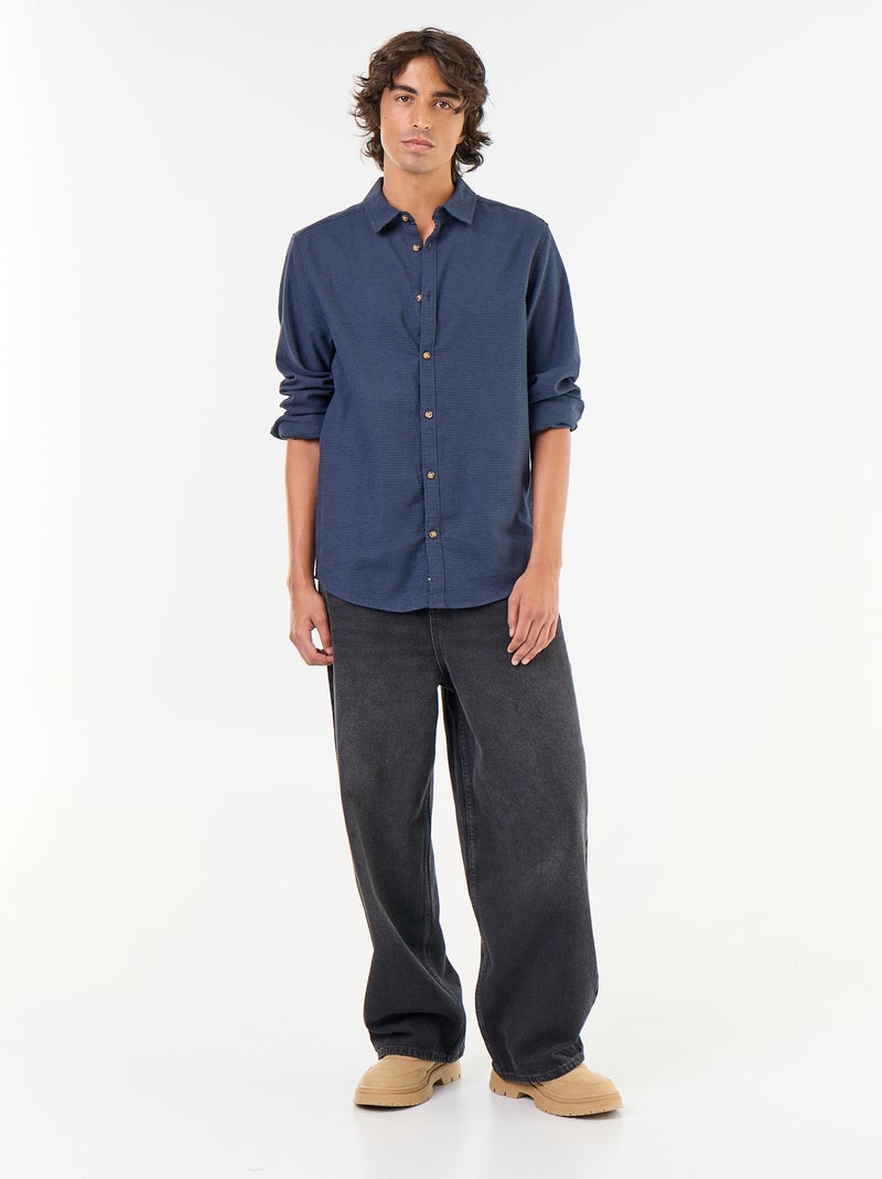 Chemise à carreaux Bleu - Kiabi