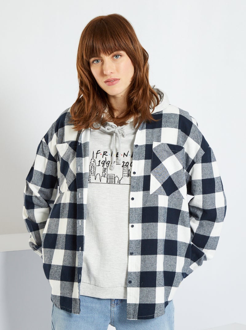 Chemise à carreaux bleu/blanc - Kiabi