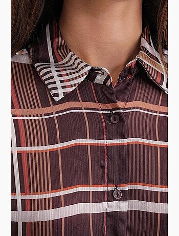 Chemise à carreaux boutonnée en satin mixray