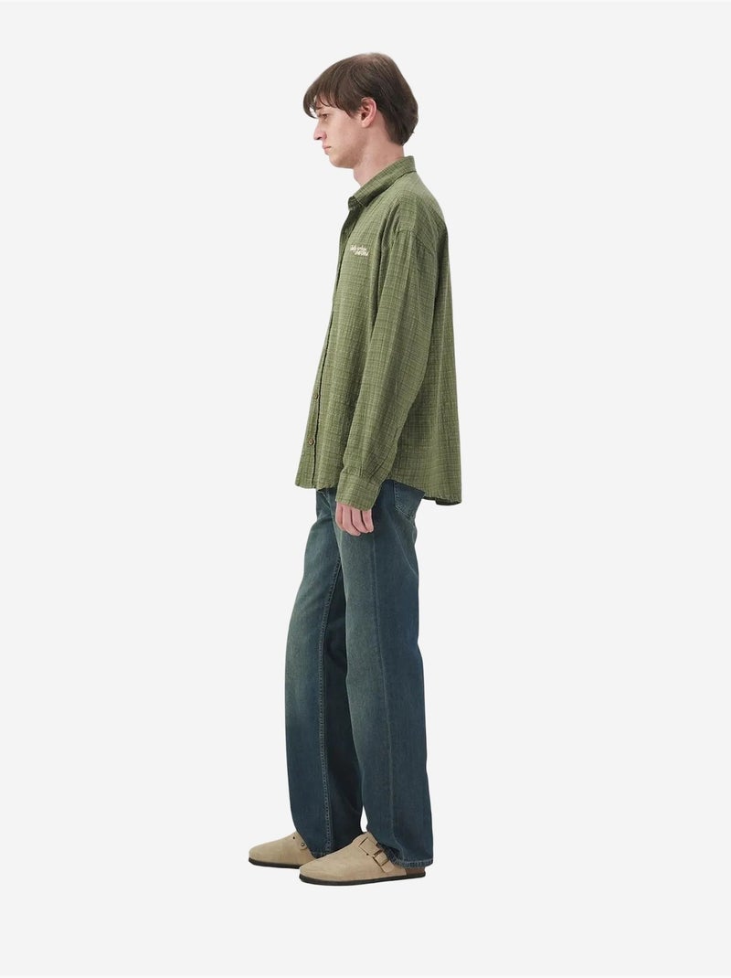 Chemise à carreaux boutonnée pour homme giesto Kaki - Kiabi