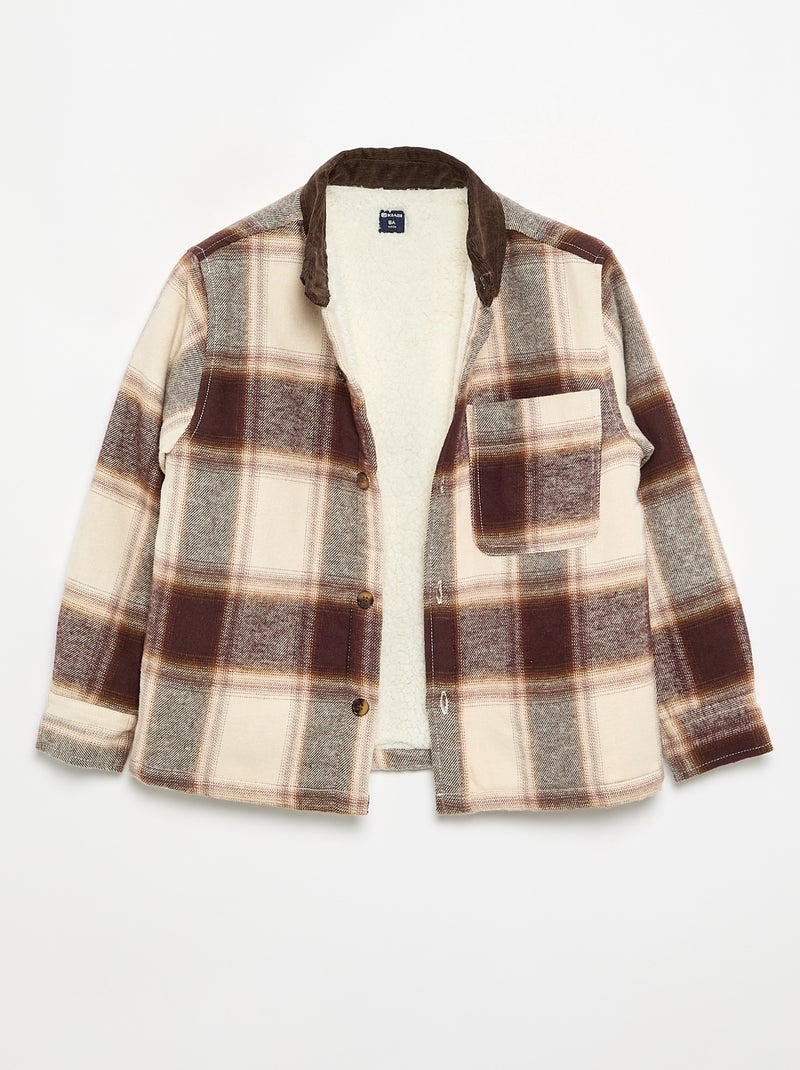 Chemise à carreaux doublée Marron - Kiabi