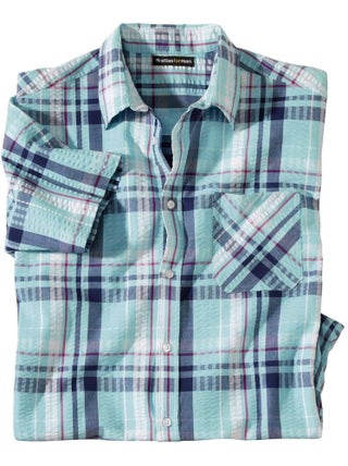 Chemise à Carreaux Effet Gaufré Cyclades   - ATLAS FOR MEN
