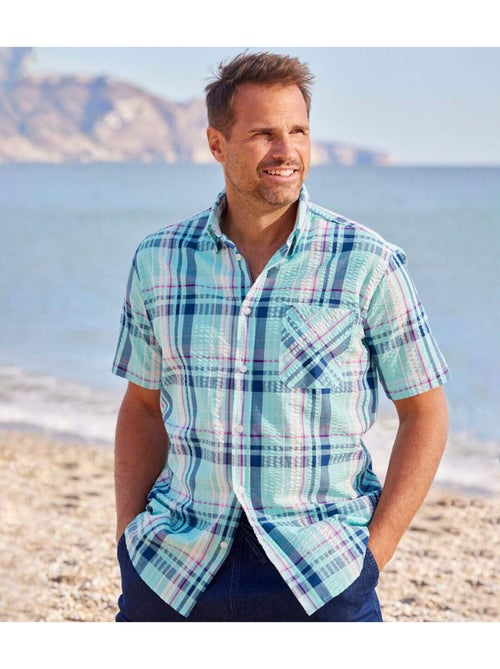 Chemise à Carreaux Effet Gaufré Cyclades   - ATLAS FOR MEN - Kiabi