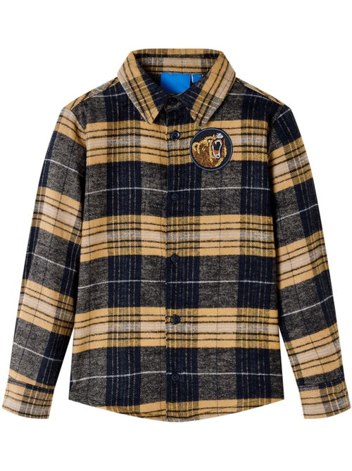 Chemise à carreaux en coton à patch brodé ours - vidaxl - Kiabi