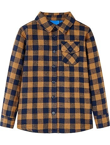 Chemise à carreaux en coton col pointu boutonnée - vidaxl