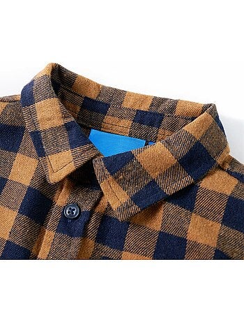 Chemise à carreaux en coton col pointu boutonnée - vidaxl