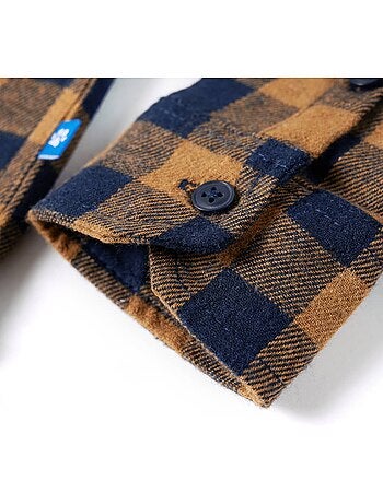 Chemise à carreaux en coton col pointu boutonnée - vidaxl