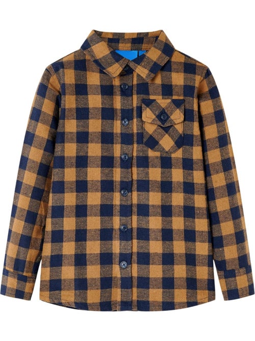 Chemise à carreaux en coton col pointu boutonnée - vidaxl - Kiabi