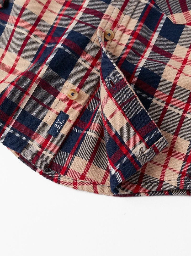 Chemise à carreaux en coton pour bébé garçon 'B&S' manches longues  NOËL Bleu foncé - Kiabi