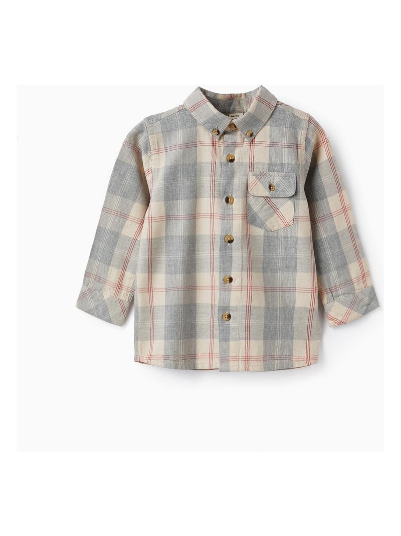 Chemise à carreaux en coton pour bébé garçon 'B&S' manches longues  NOËL Gris - Kiabi