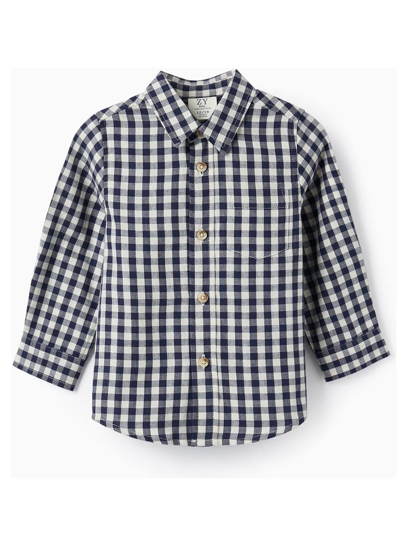 Chemise à carreaux en coton pour bébé garçon manches longues  LITERATURE CLUB Bleu foncé - Kiabi