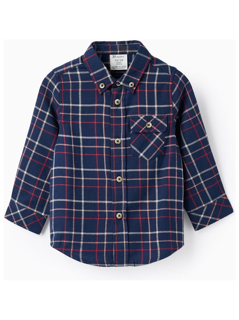 Chemise à carreaux en coton pour bébé garçon manches longues  NOËL Bleu foncé - Kiabi