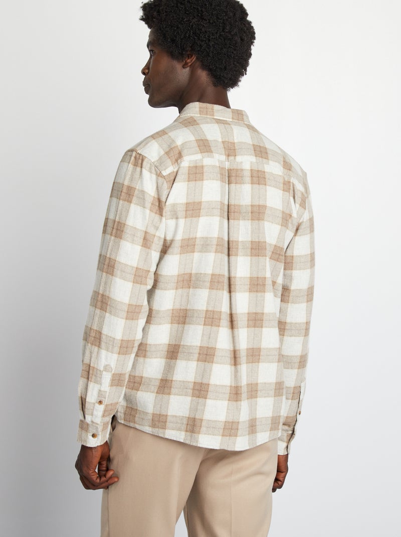 Chemise à carreaux en flanelle Beige carreaux - Kiabi