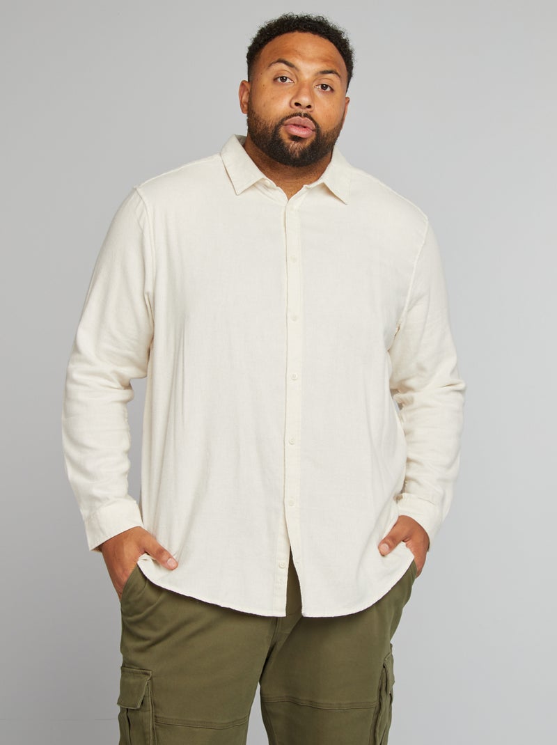 Chemise à carreaux en flanelle Blanc - Kiabi