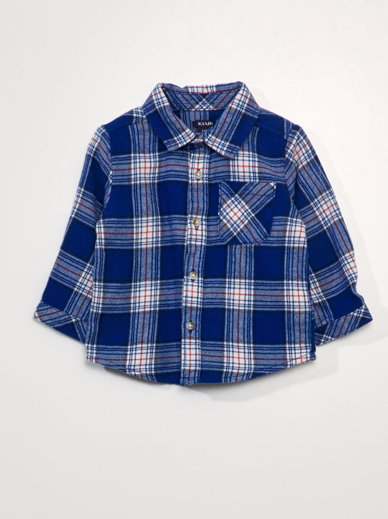 Chemise à carreaux en flanelle Bleu - Kiabi