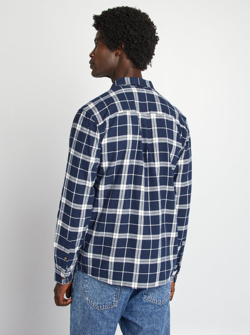 Chemise à carreaux en flanelle Bleu carreaux - Kiabi