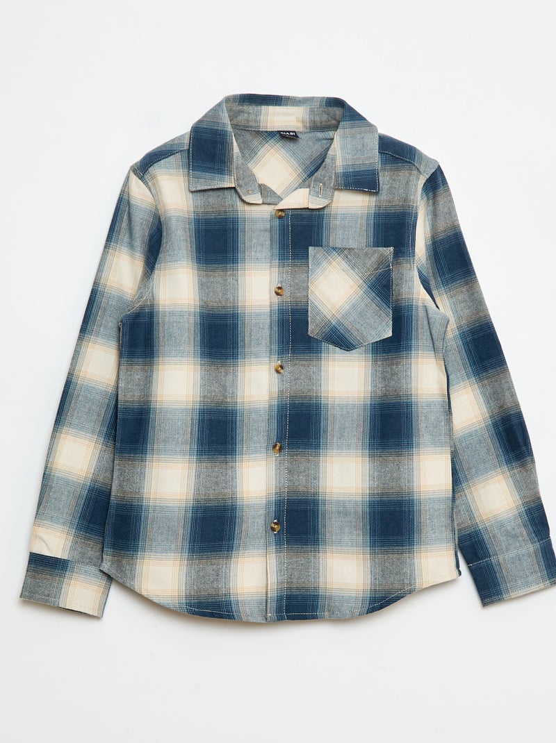 Chemise à carreaux en flanelle Bleu - Kiabi