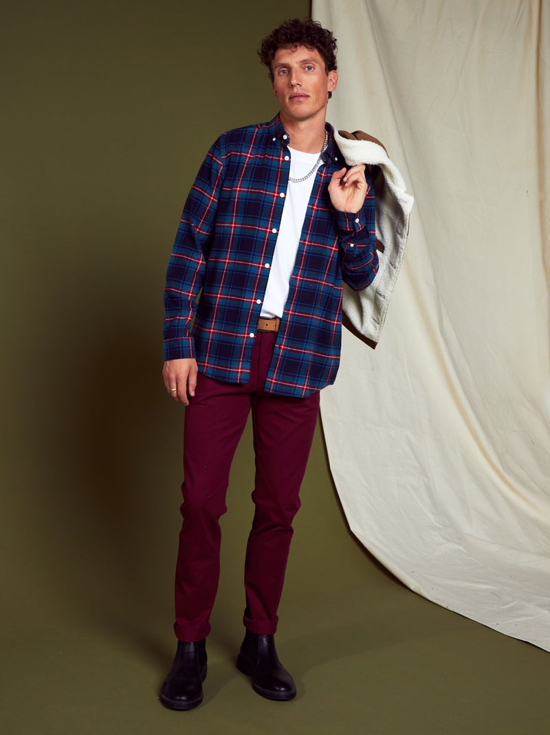 Chemise à carreaux en flanelle Bleu marine - Kiabi