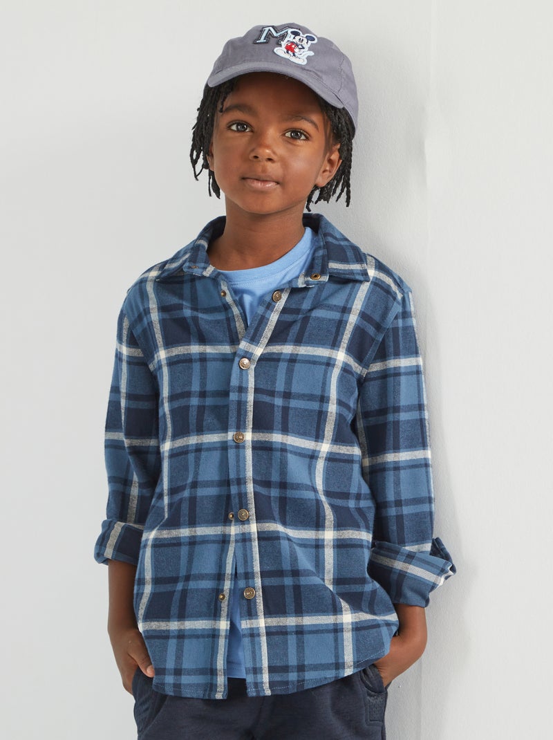 Chemise à carreaux en flanelle Bleu - Kiabi