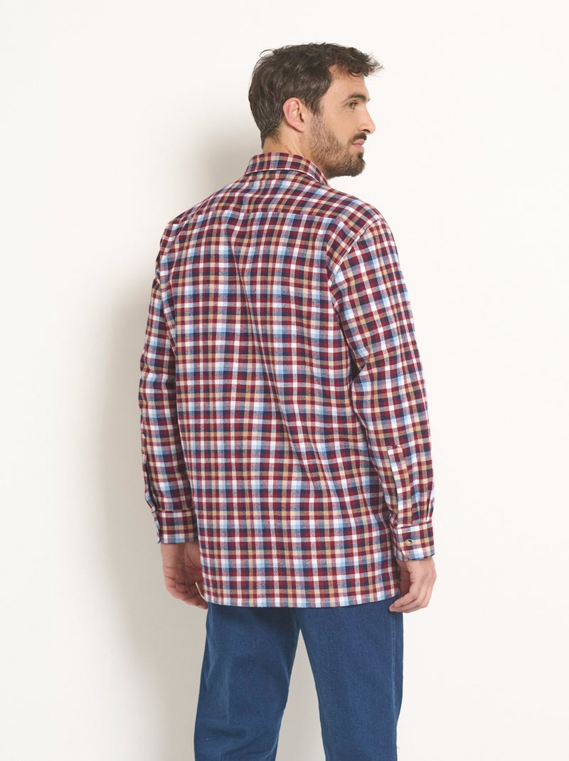 Chemise à carreaux en flanelle chaude - Afibel Bordeaux - Kiabi