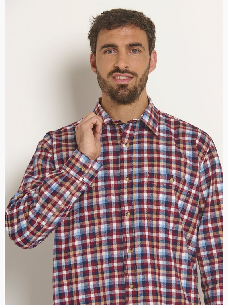 Chemise à carreaux en flanelle chaude - Afibel Bordeaux - Kiabi