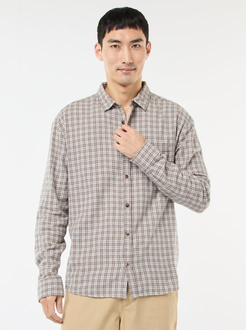Chemise à carreaux en flanelle de coton - Kiabi