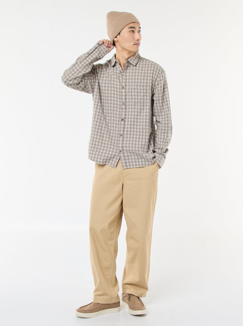 Chemise à carreaux en flanelle de coton - Kiabi